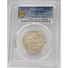 AUSTRALIA 1934/5 . FLORIN . CENTENNARY . PCGS MS61